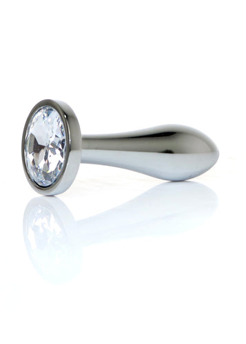 Boysoftoys - 64-00146 - Design Silver Plug Small Clear Stone - Length 7,7 Cm Dia 2 Cm