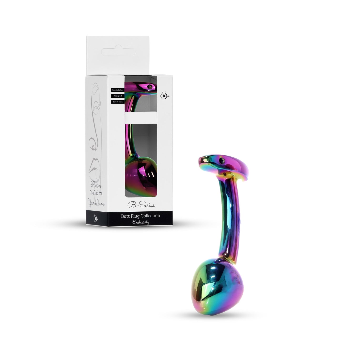 64-00151 - Stainless Steel Anal Plug – 10.5 cm – Premium Anal Jewellery with Suede Pouch - Multicolour