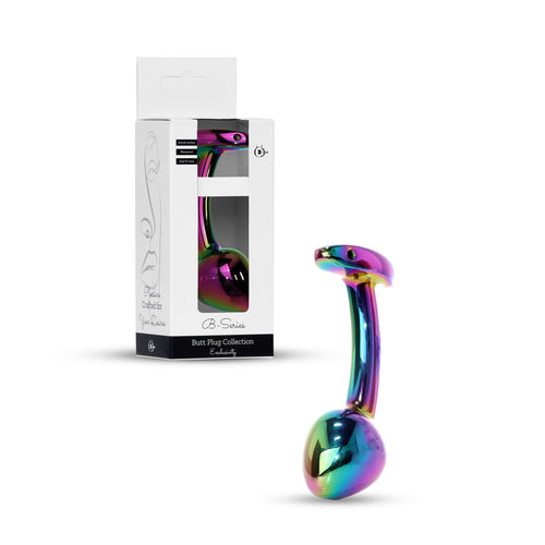 64-00151 - Stainless Steel Anal Plug – 10.5 cm – Premium Anal Jewellery with Suede Pouch - Multicolour