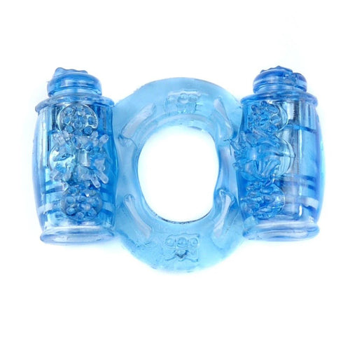 Boysoftoys - 67-00035 - Vibrating Cockring  - double Motors - Blue - batteries included - packed in plastic bag