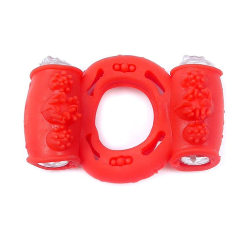 Boysoftoys - 67-00036 - Vibrating Cockring  - double Motors - Red - batteries included - packed in plastic bag