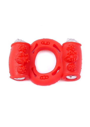 Boysoftoys - 67-00036 - Vibrating Cockring  - double Motors - Red - batteries included - packed in plastic bag