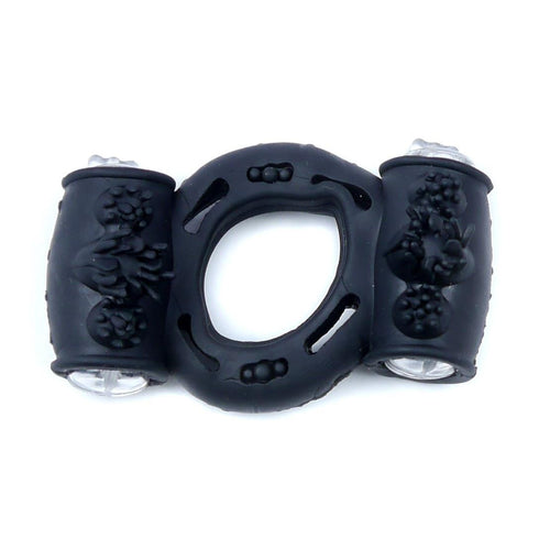 Boysoftoys - 67-00037 - Vibrating Cockring  - double Motors - Black - batteries included - packed in plastic bag
