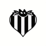 Kinky Pleasure – KPB083 –  Metal Pin -  Striped Bat Heart - Gothic Black & White Design
