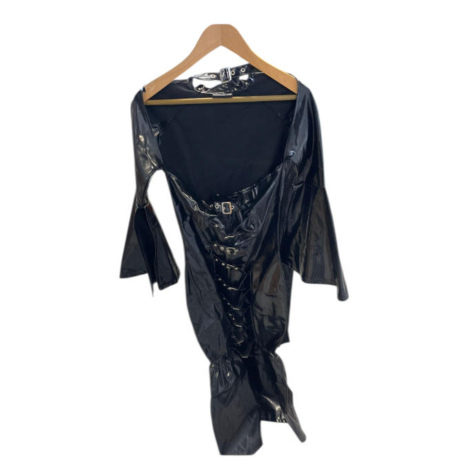 FashionWorld Kinky Glossy Black Open Dress – Size S