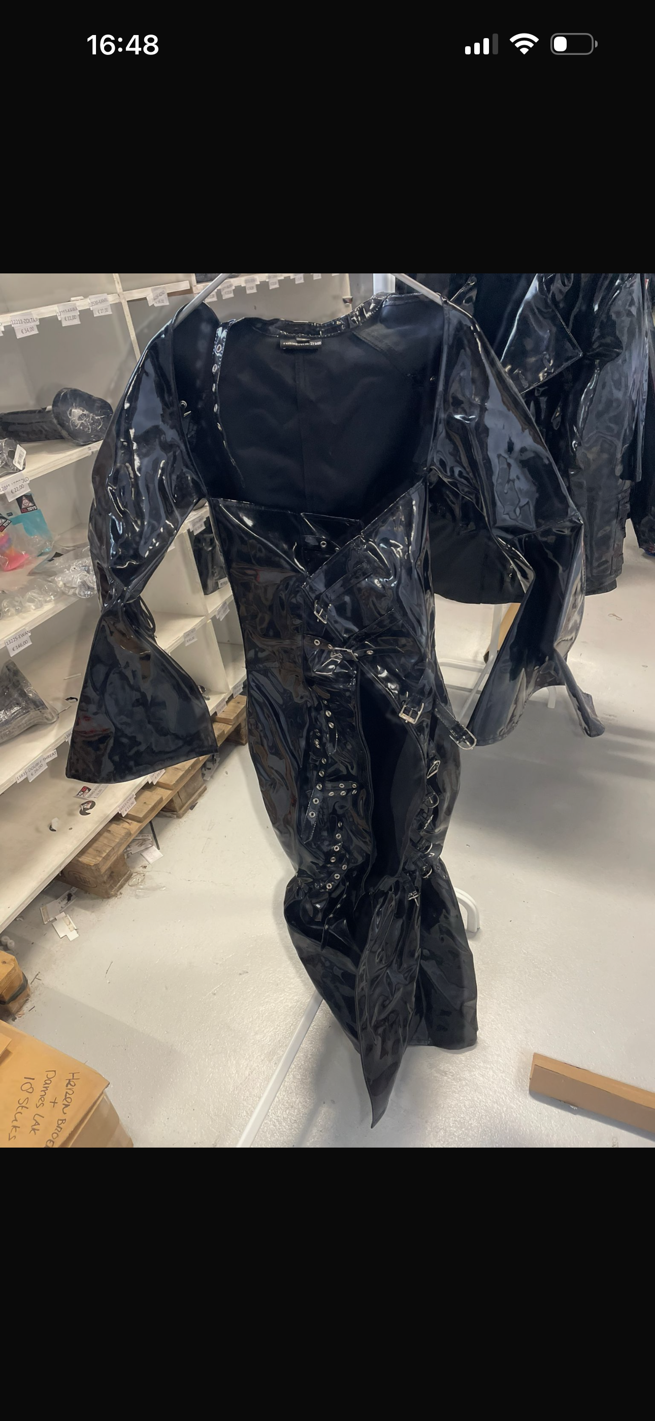 FashionWorld Kinky Glossy Black Open Dress – Size S