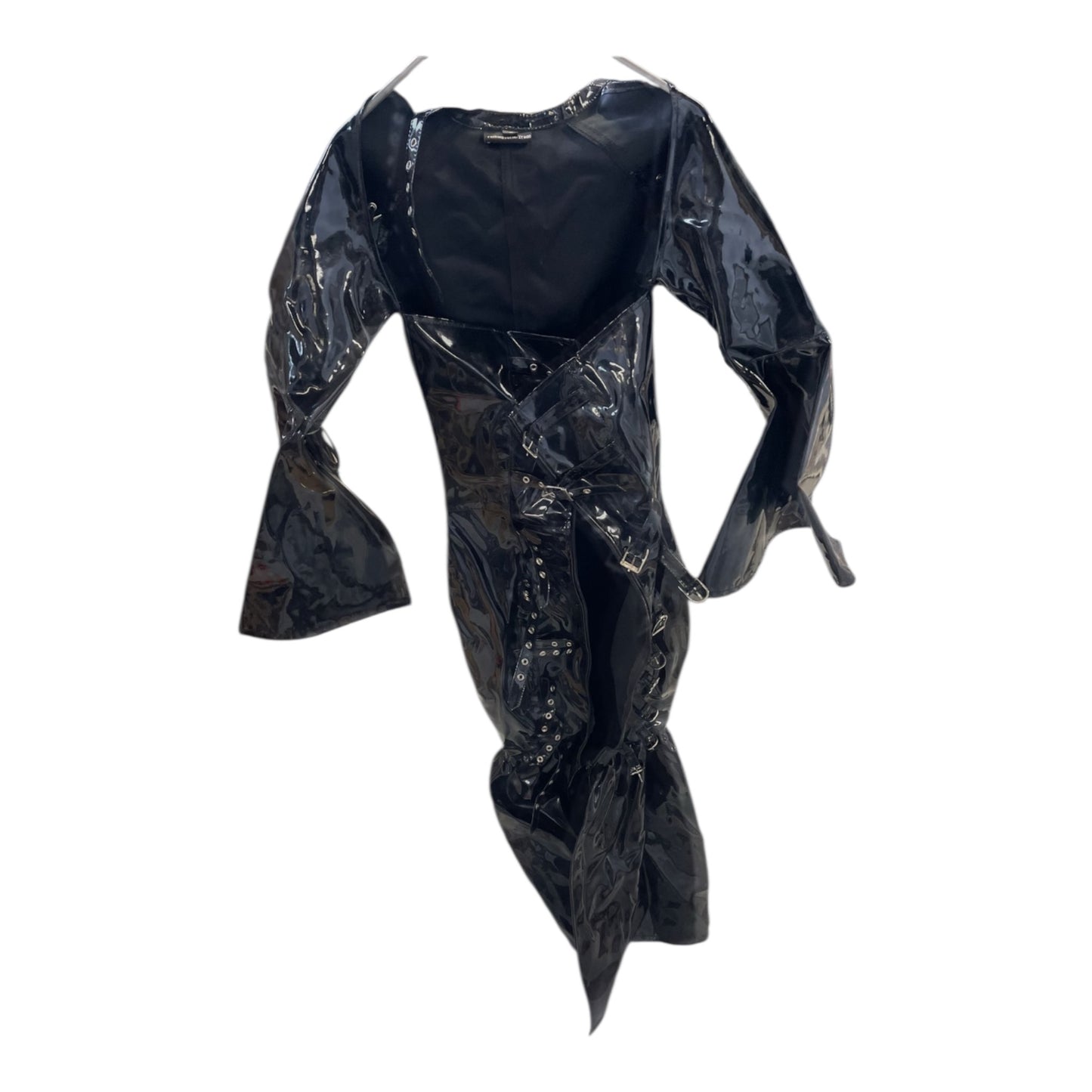 FashionWorld Kinky Glossy Black Open Dress – Size S