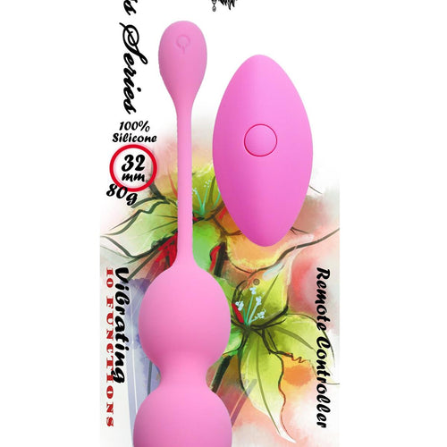 Boysoftoys - 75-00015 - Vibrating Kegel Balls - 32mm - 80g - Pink 10 function Remote Control - Rechargeable - Silicone Kegel Balls - strong blister
