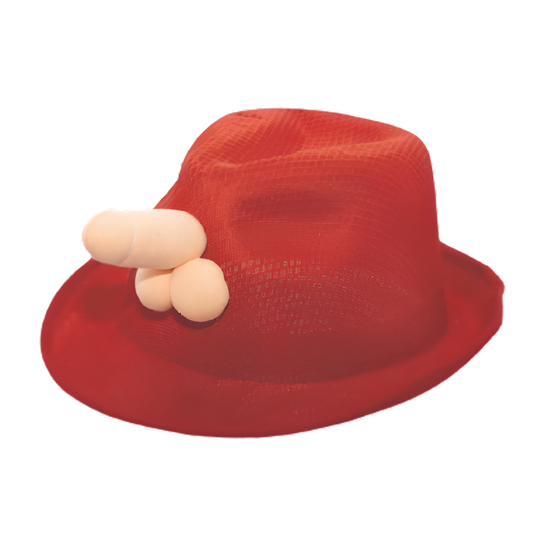 Kinky Pleasure - DS067 - Penis Party Hat – Red Fedora with Plush Willy