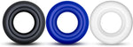 Power Escorts - BR272 - Donut Cockring 3 Pack - Super Stretchable - 3 colors blue /clear /black - attractive colourbox