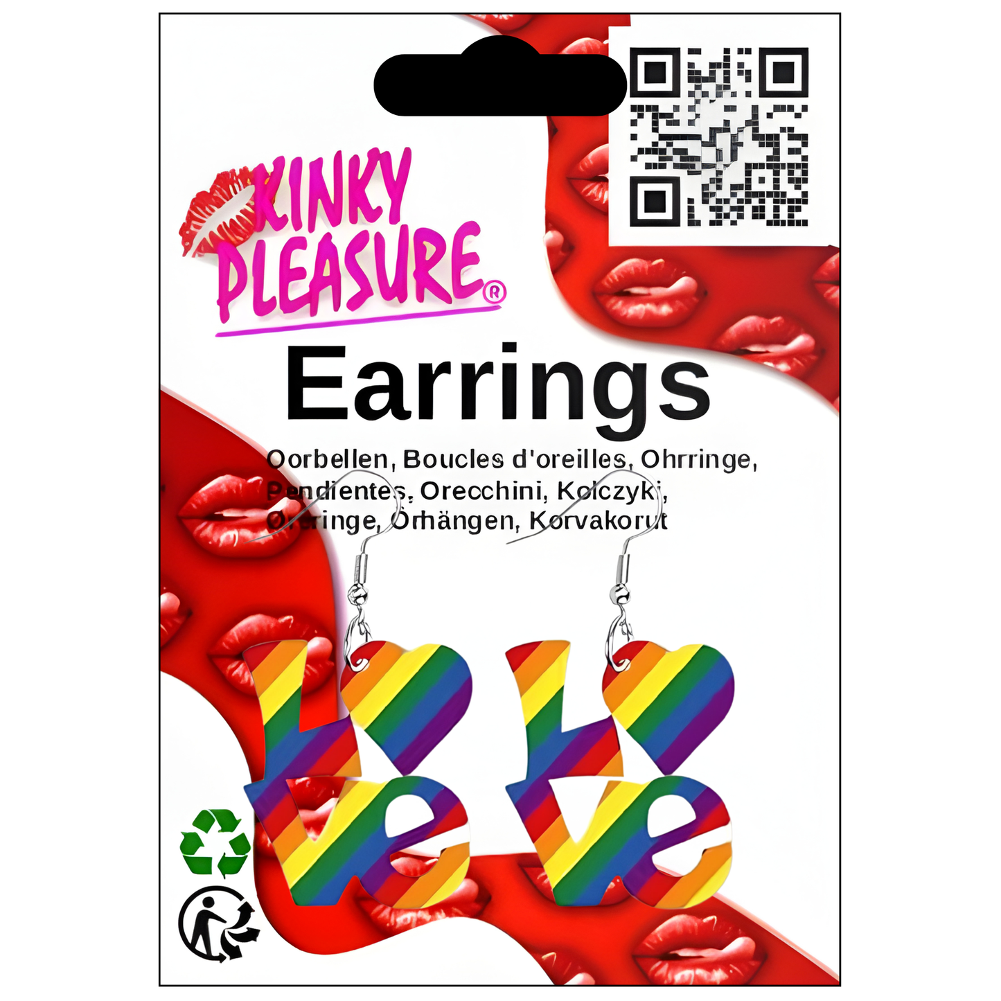 Kinky Pleasure - KPE004 - Rainbow Love Earrings – Pride Theme Acrylic Design