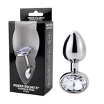 Power Escorts - BR137 - Metallic Anal Plug With Stone - 3 Sizes - 7 Colours