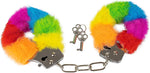 Power Escorts - BR206 Black - Furry Hand cuffs Rainbow - Colour Box