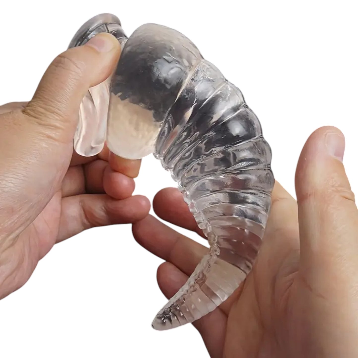XXLtoys - Clear Curved Ribbed Fantasy Dildo – 16 cm with Suction Base