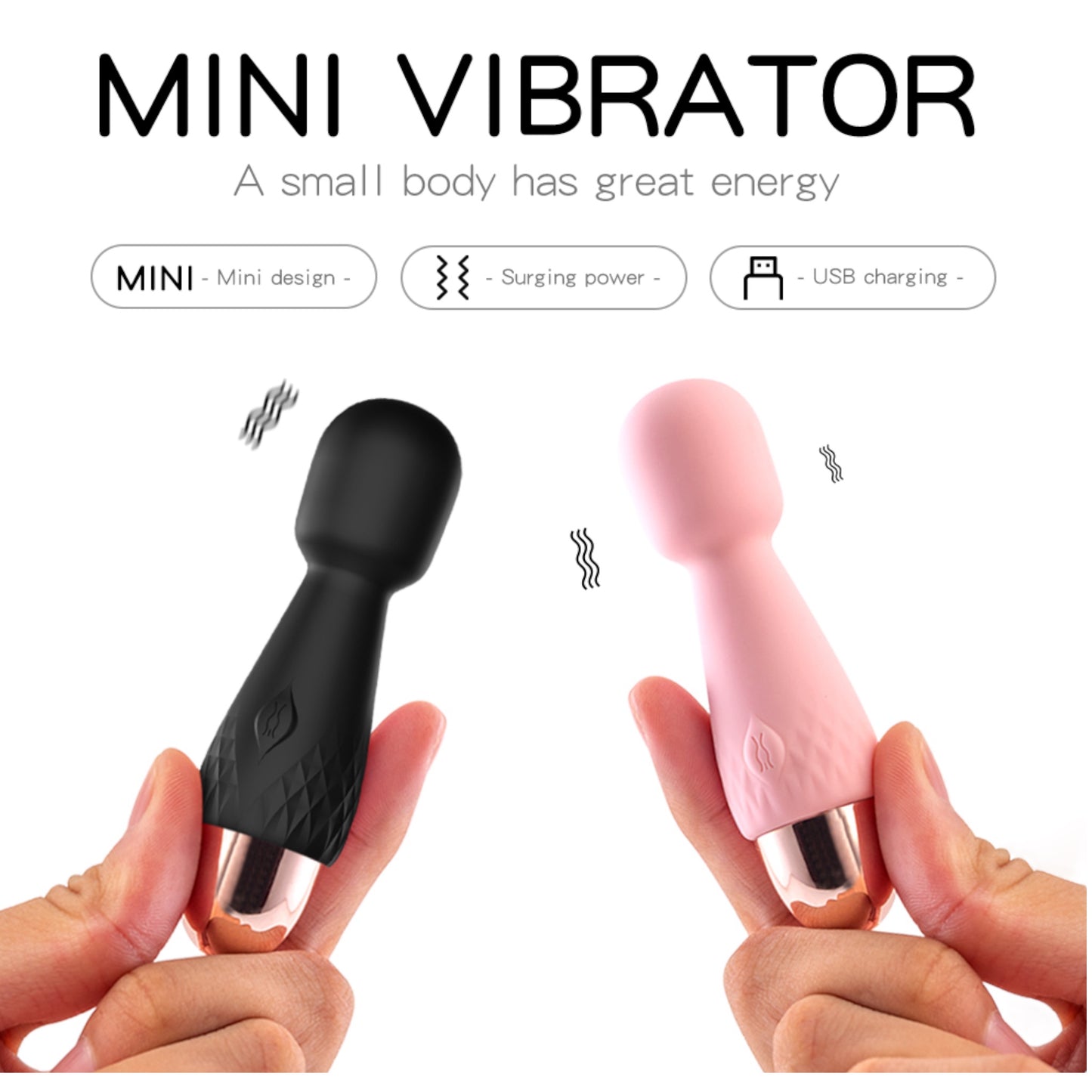 Power Escorts - BR315 - Mini Wand De Luxe - Black - 11,6 Cm / 4.5 Inch Silicone Wand Massager