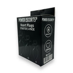 Power Escorts - BR317 - Heart Plug Anal Starter 3-Pack  - S, M & L - Black - quality Silicone - Colour box