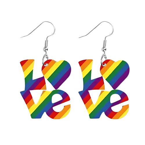 Kinky Pleasure - KPE004 - Rainbow Love Earrings – Pride Theme Acrylic Design