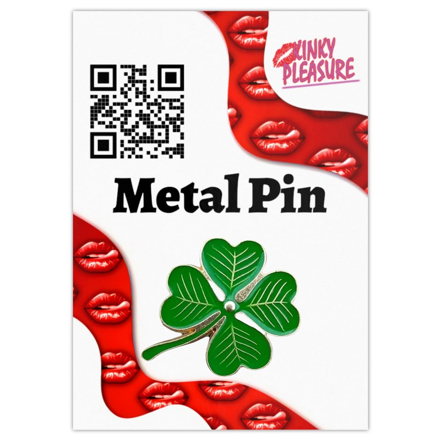 Kinky Pleasure - KPB069 - Badge / Pin - Shamrock Lucky Flower Green Medium