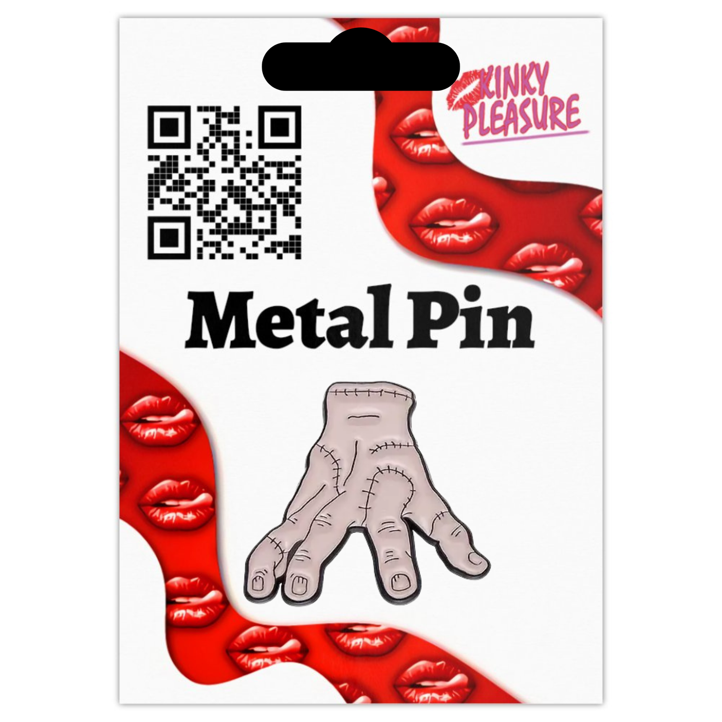 Kinky Pleasure – KPB088 – Metal Pin - Stitched Hand – Creepy Crawling Gothic Vibes
