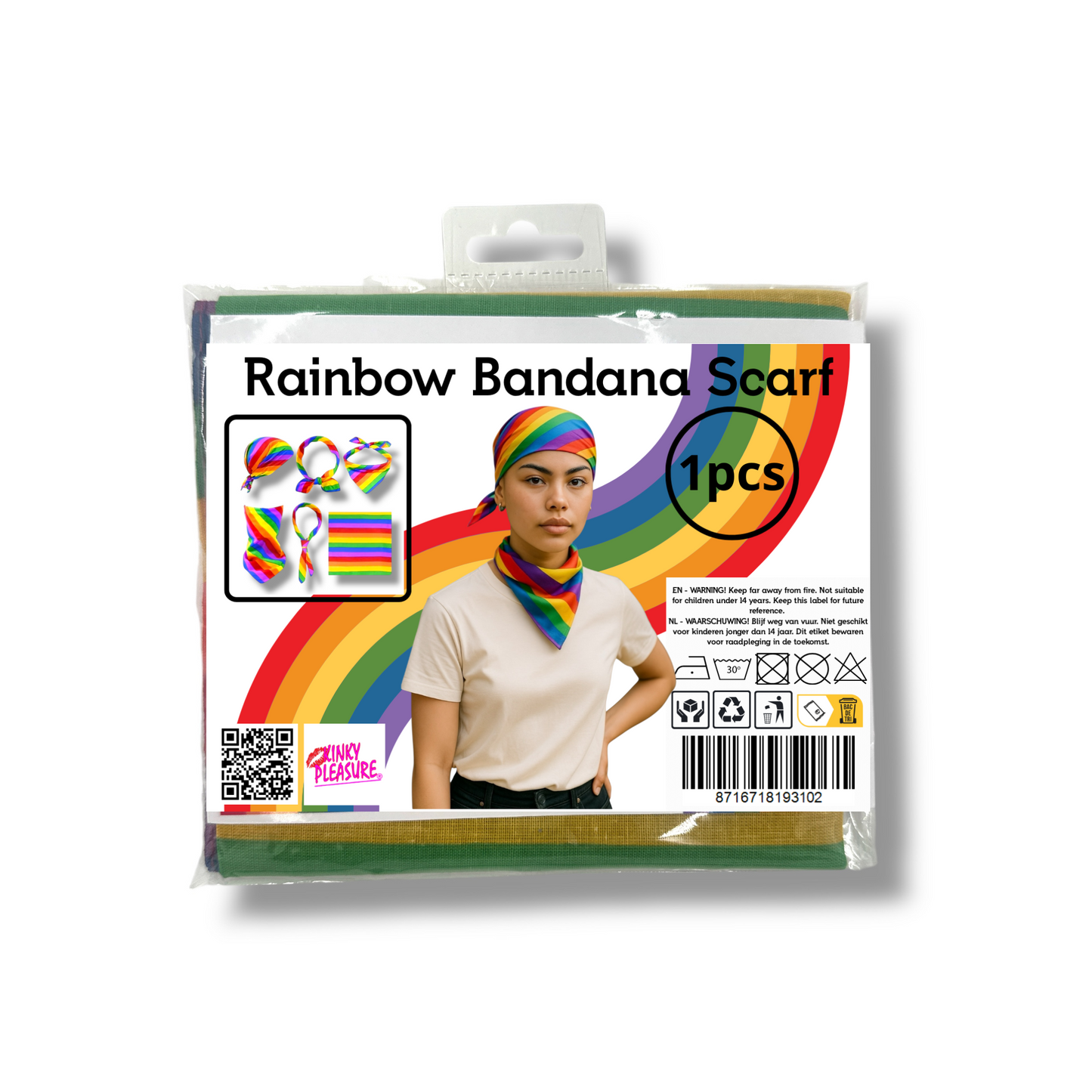 Kinky Pleasure - KPP017 - Pride – Rainbow Bandana Scarf – Multifunctional