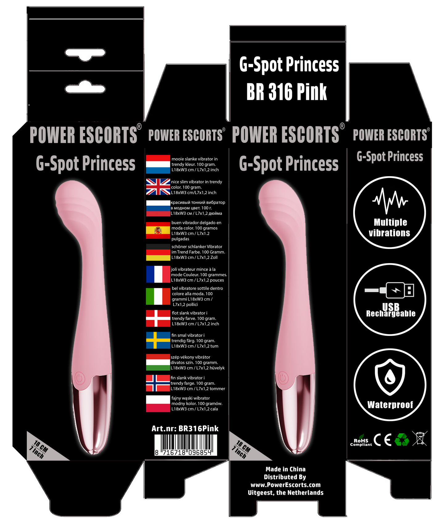 Power Escorts - BR316 Pink - G Spot Princess Bendable Vibrator  - 18 Cm / 7 Inch Silicone