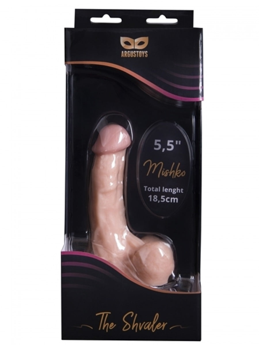 Argus - Mishko - Realistic Dildo - 5,5 Inch - 18,5 cm  Width 4 cm - Flesh Colour - Super Flexible Material - AT 001033