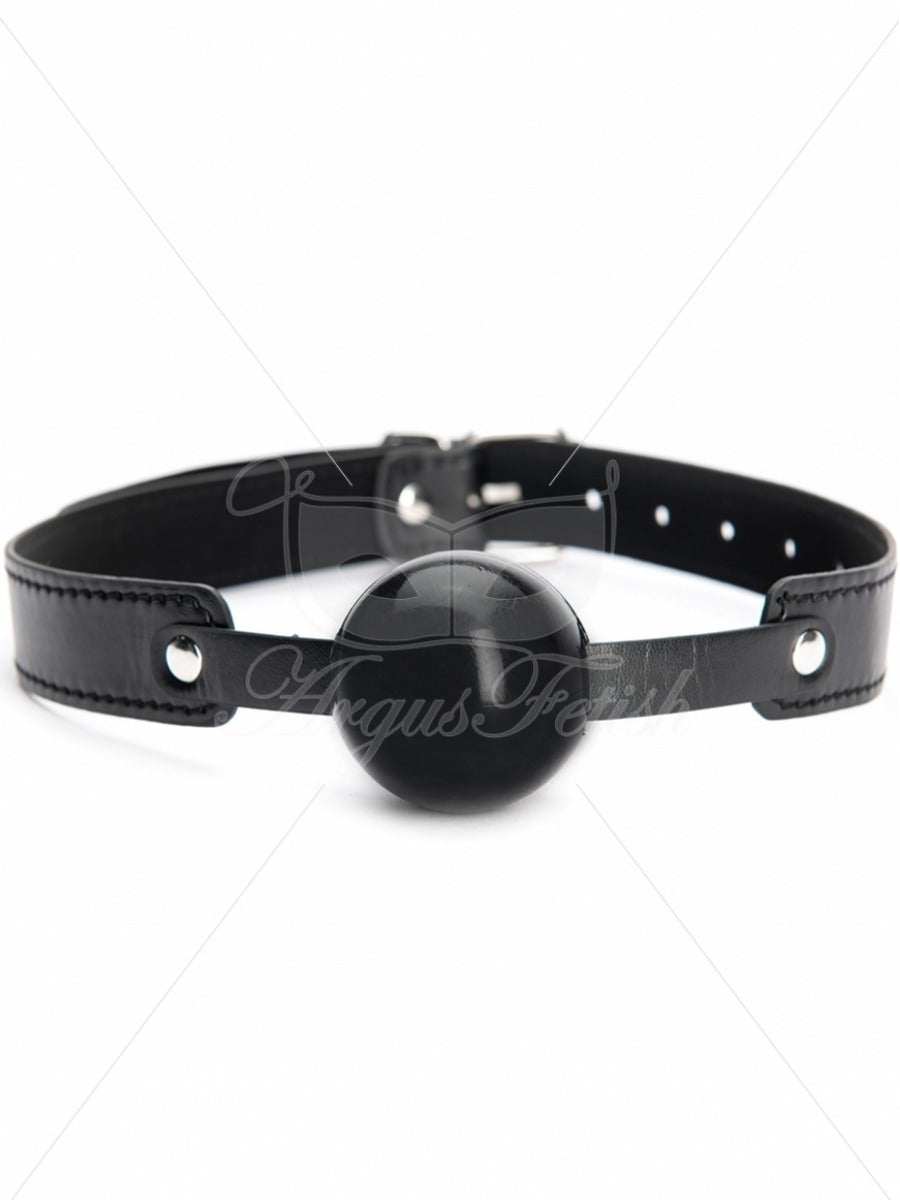 Argus Black Rubber Ball Gag - Leatherlook Strap - AF 001022