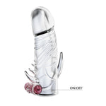BI-010045Z-2 Baile Vibrating Penis Sleeve with Stimulation & Extension (+2 cm) – Flexible Gel Material – Universal Fit