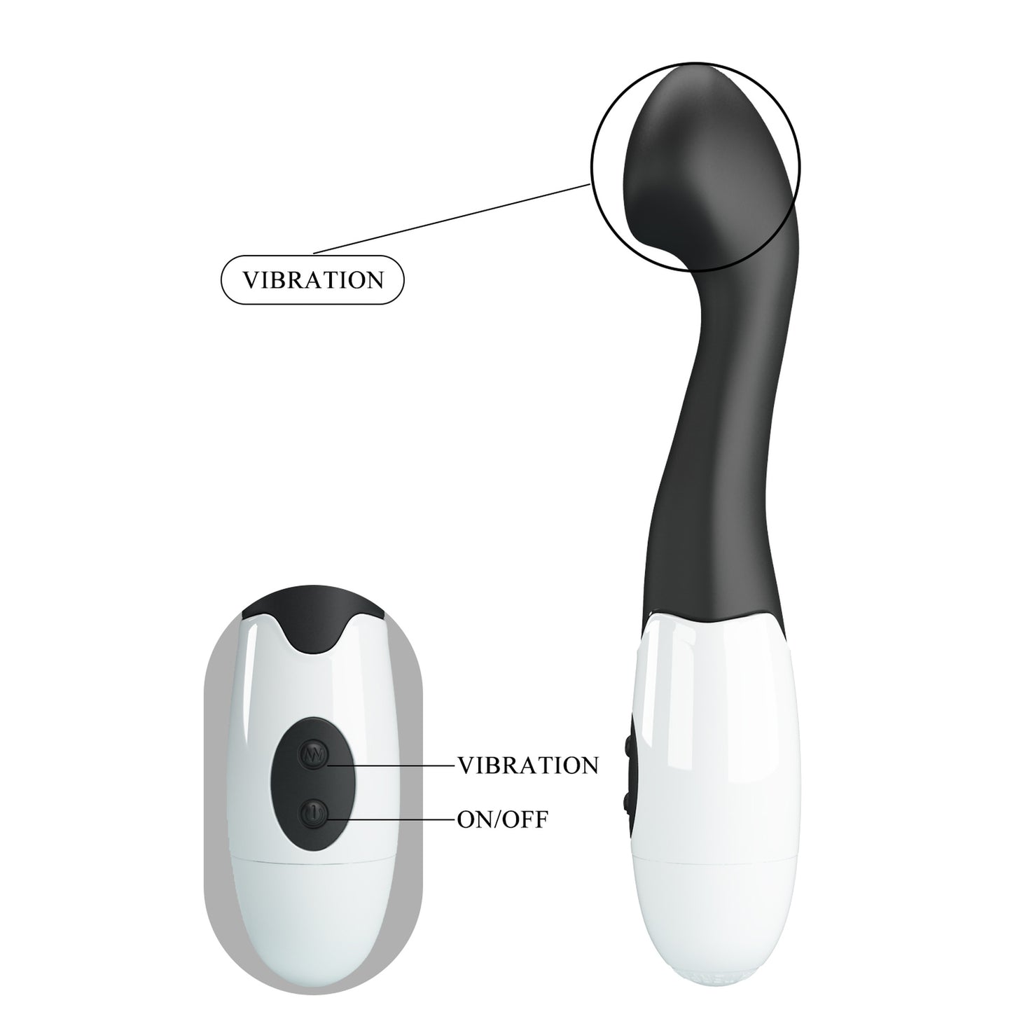 Baile - BI-014221-A3 - Pretty Love Charles Black Silicone Vibrator 30 Vibration Modes