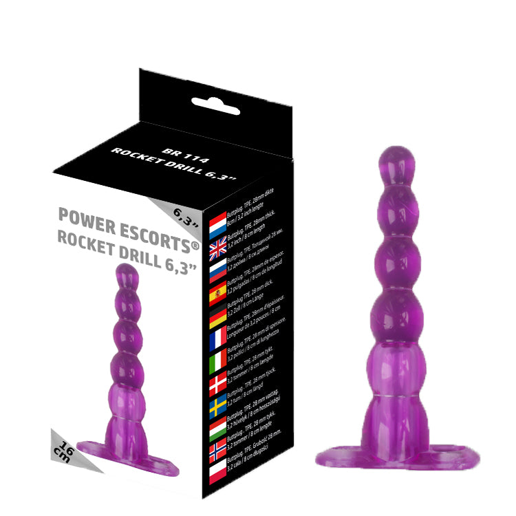 Power Escorts - BR114 - Rocket Drill 6,3'' - Anal Plug - 16 CM - Purple