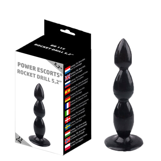 Power Escorts - BR115 - Rocket Drill 5,2'' - Anal Plug - 5,2 Inch / 13 CM - Black