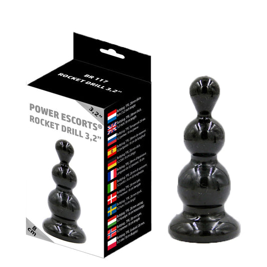 Power Escorts - BR117 - Rocket Drill 3,2'' - Anal Plug - 3,2 Inch / 8 CM - Black