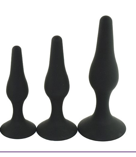 Power Escorts - BR12 - Silicone Anal Plug - 3 Pack Set - Strong Suction Cup