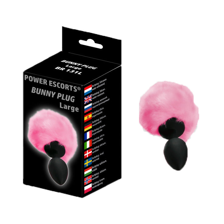 Power Escorts - BR131L - Bunny Plug Large Tail - 9,3 × 4,1 CM / 3,8 × 1,6 Inch - Black/Pink Tail