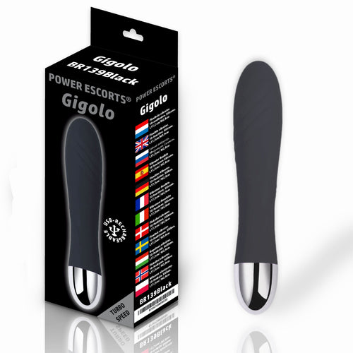Power Escorts - BR139 Black - Gigolo G Spot Black Vibrator - Rechargeable