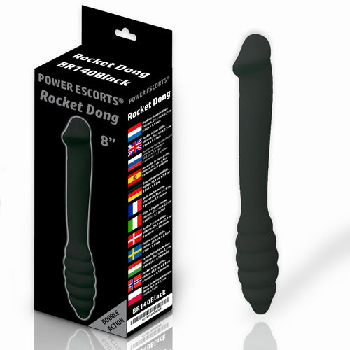 Power Escorts - BR140 Black - Rocket Dong - Double Dildo - Extreme Flexible - Ideal For Starters - 20,4 × 3 CM - Black