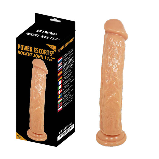 Power Escorts - BR156 Flesh - Rocket John 11,2'' - Mega Realistic Dildo - 11,2 Inch / 28,5 CM