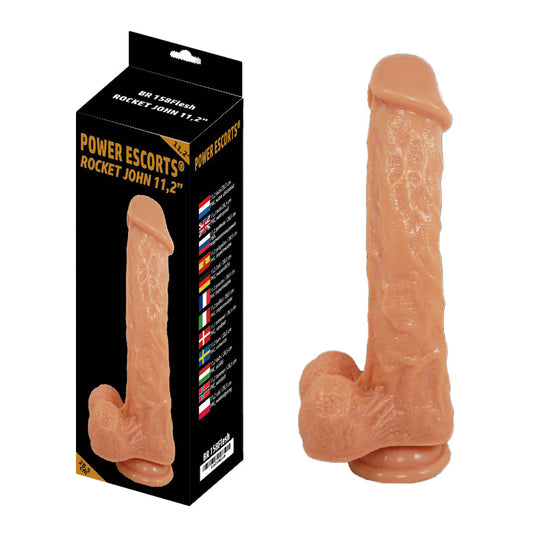 Power Escorts - BR158 Flesh - Rocket John 11,2'' - Mega Realistic Dildo - 11,2 Inch / 28,5 CM