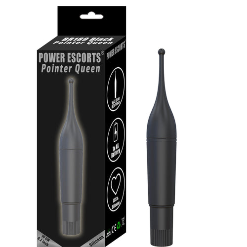 Power Escorts - BR189 Black - Pointer Queen - Clitoris point Vibrator - 18.5 CM