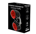 Power Escorts - BR197 - Luxury Cuffs - BDSM - Bondage - Black with Red