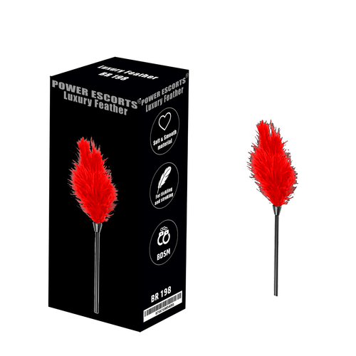 Power Escorts - BR198 Red - Luxury Feather Tickler - BDSM - Colour Box