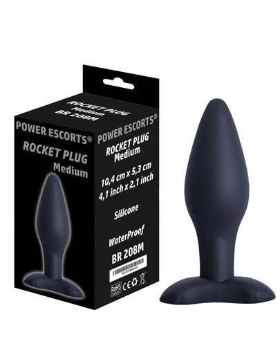 Power Escorts - BR208 M - Rocket Plug Medium Anal Plug  - 10,4 × 5,3 CM / 4,1 × 2,1 Inch - Silicone Butt plug