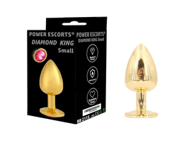 Power Escorts - BR211 Spink- Diamond King Gold Small Anal Plug Pink Stone - Diameter 2.7 cm - Length 7 cm