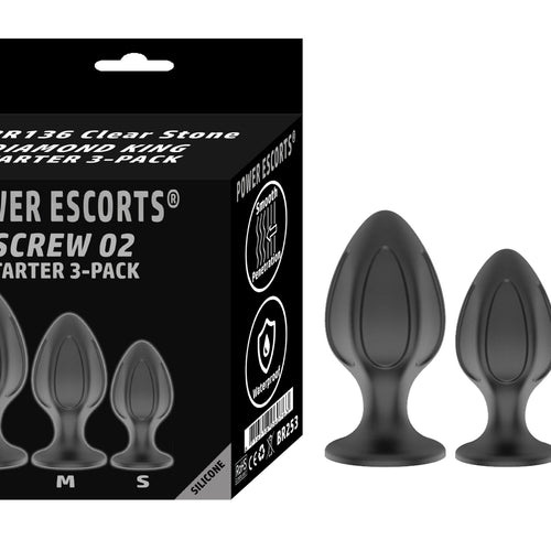Power Escorts - BR253 - Screw 02 Silicone Anal Plug 3-Pack