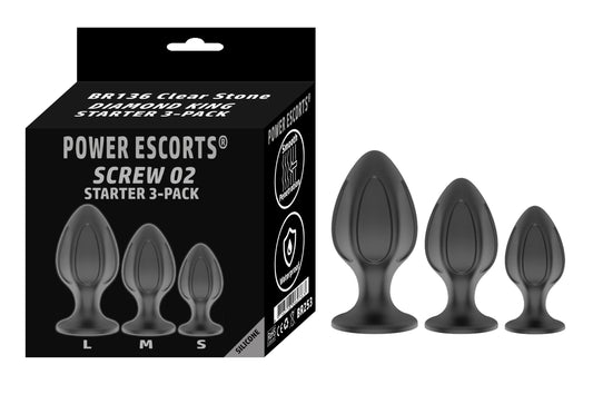 Power Escorts - BR253 - Screw 02 Silicone Anal Plug 3-Pack