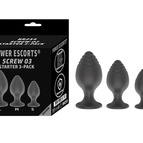 Power Escorts - BR254 - Screw 03 Silicone Anal Plug 3-Pack