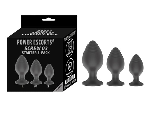 Power Escorts - BR254 - Screw 03 Silicone Anal Plug 3-Pack