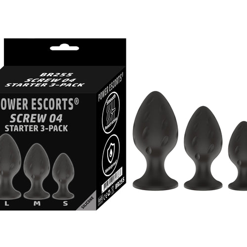 Power Escorts - BR255 - Screw 04 Silicone Anal Plug 3-Pack