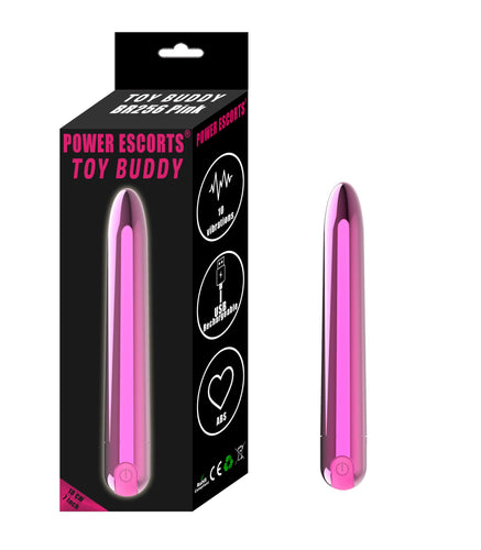 Power Escorts - BR256 - TDY Buddy - Mega size Bullet - To Do Yourselve Buddy - Rechargeable - Trendy glossy Pink - Mega size 19 CM - 10 Speed - attractive Colour box