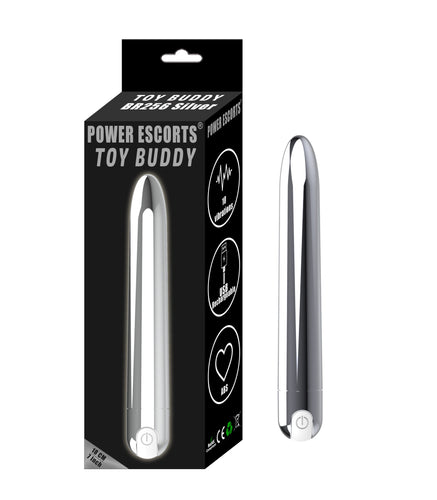 Power Escorts - BR256 - TDY Buddy - Mega size Bullet - To Do Yourselve Buddy- Rechargeable - Trendy Silver - Mega size 19 CM - 10 Speed - attractive Colour box